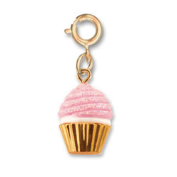 Charm It! Pink Glitter Cupcake Gold Tone Charm by High IntenCity CICC1288