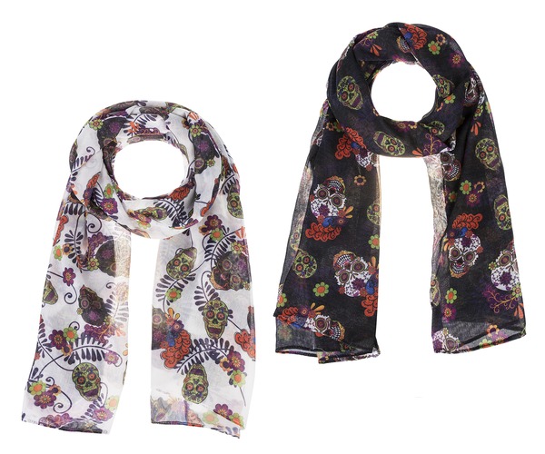 Colorful Carnival Skull Scarf – available at Accents On Gifts